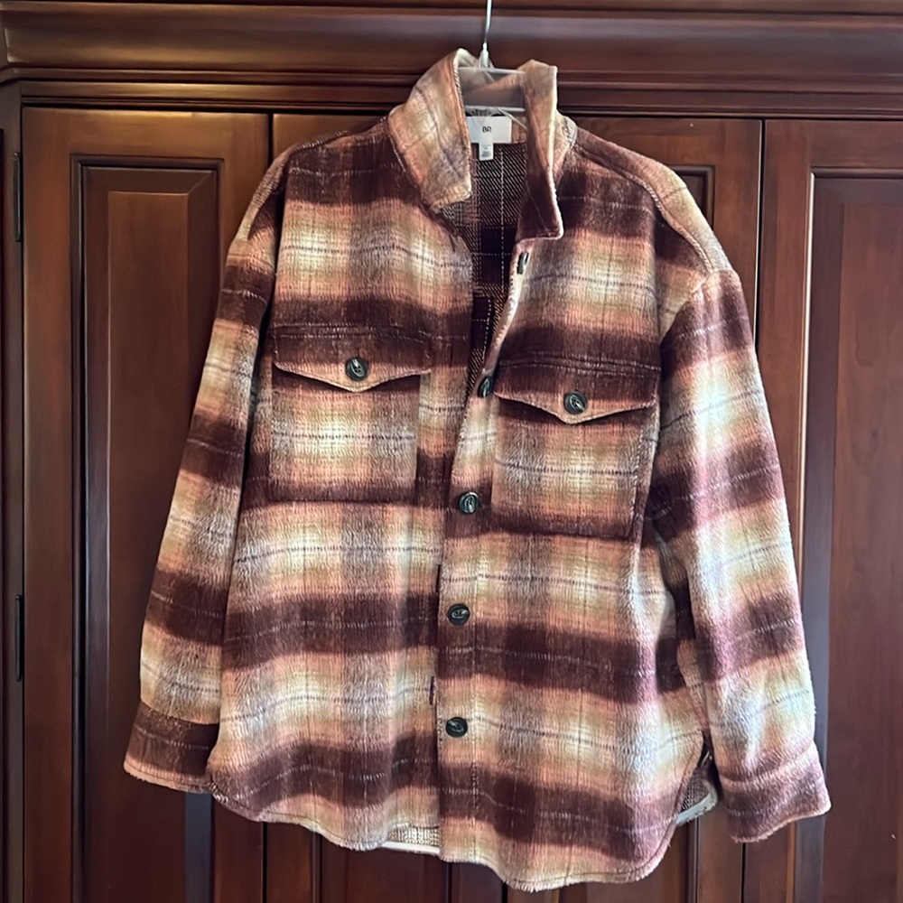 Plaid thick shirt jacket